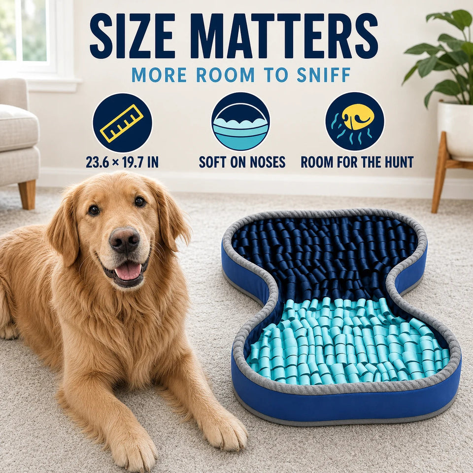 Complete PuzzlePup Snuffle Mat size and search-area graphic