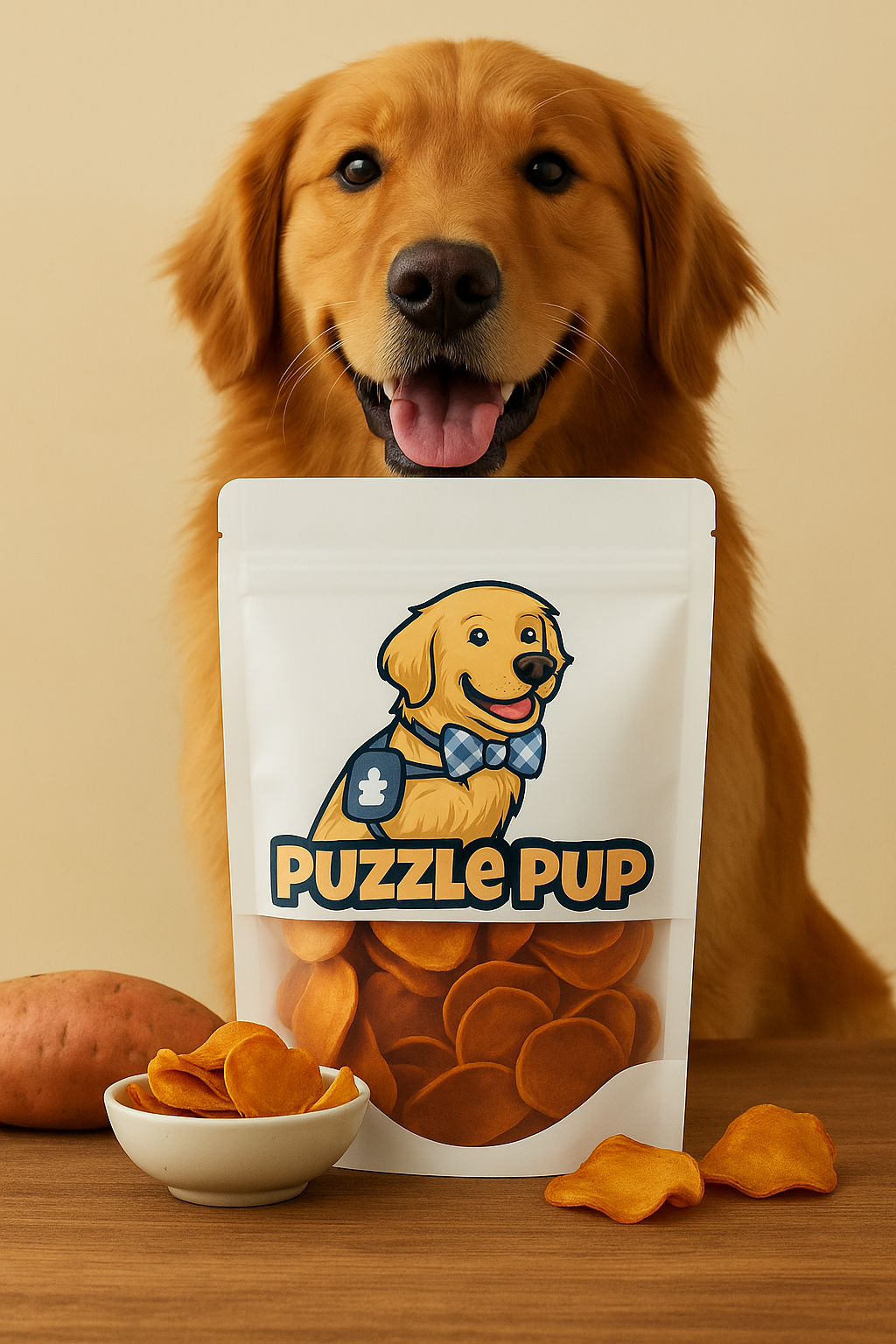 PuzzlePup Organic Sweet Potato Dog Treats – Single-Ingredient, Dehydrated Chews | All-Natural Minnesota-Made Dog Snacks