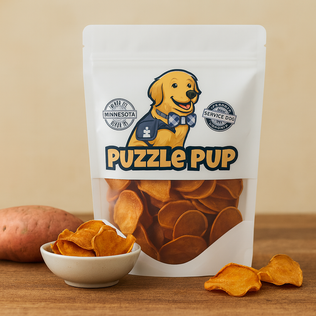 PuzzlePup Organic Sweet Potato Dog Treats – Single-Ingredient, Dehydrated Chews | All-Natural Minnesota-Made Dog Snacks
