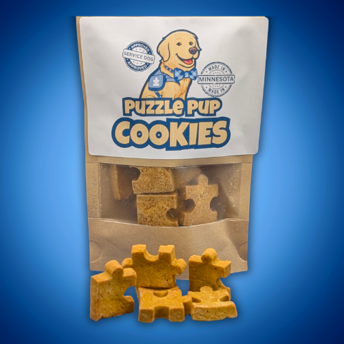 PuzzlePup Cookies, Pumpkin Peanut Butter Dog Treats, Puzzle Shaped, Handmade in Minnesota, Human Grade, Crunchy, 12 or 25 Count