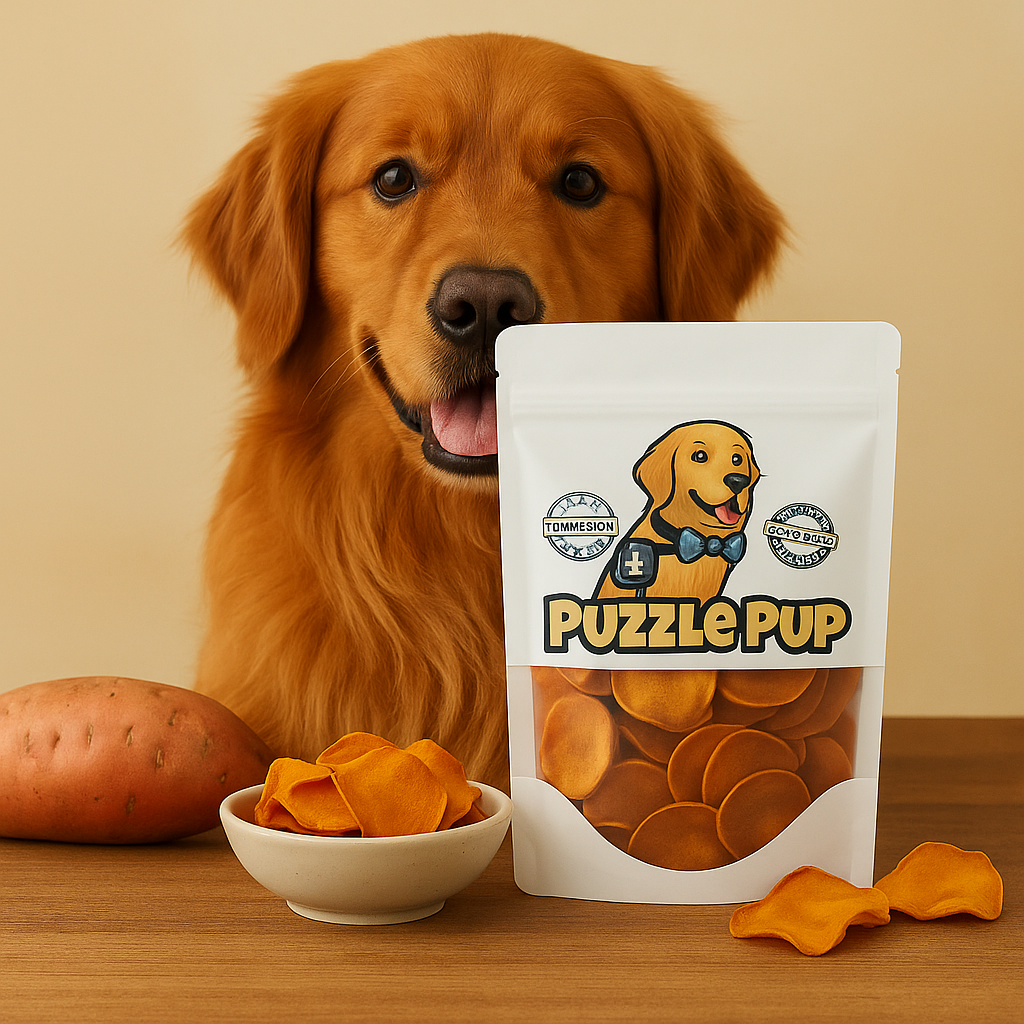 PuzzlePup Organic Sweet Potato Dog Treats – Single-Ingredient, Dehydrated Chews | All-Natural Minnesota-Made Dog Snacks