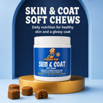 PuzzlePup Skin and Coat Soft Chews jar with soft chews